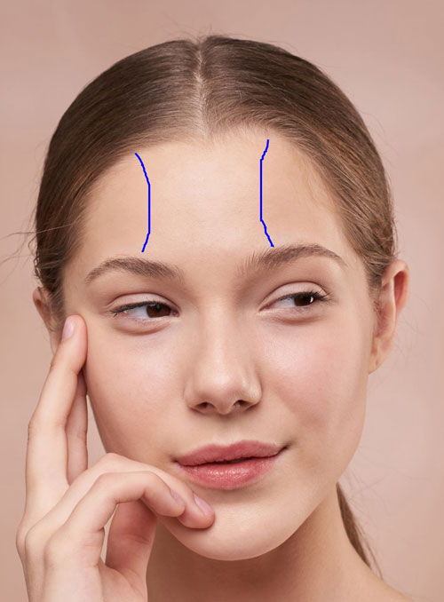 Female Face Forehead Shadow Outlined